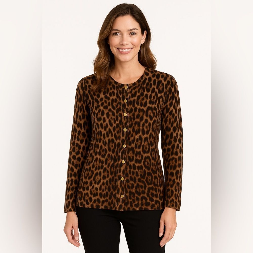 Doncaster Cashmere Leopard Print Cardigan